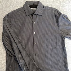 Kenneth Cole reaction black pinstriped button down.